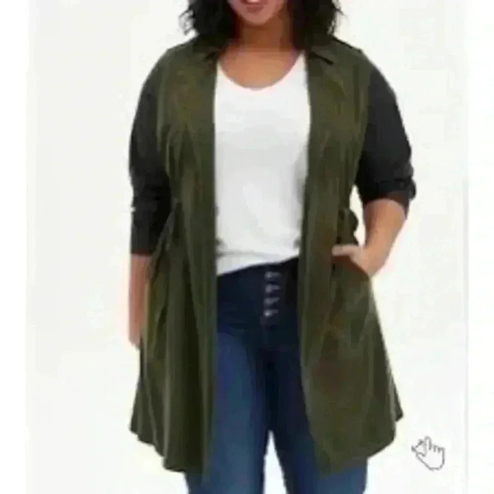 TORRID Olive Green Anorak Faux Leather Jacket Plus Size 1X
